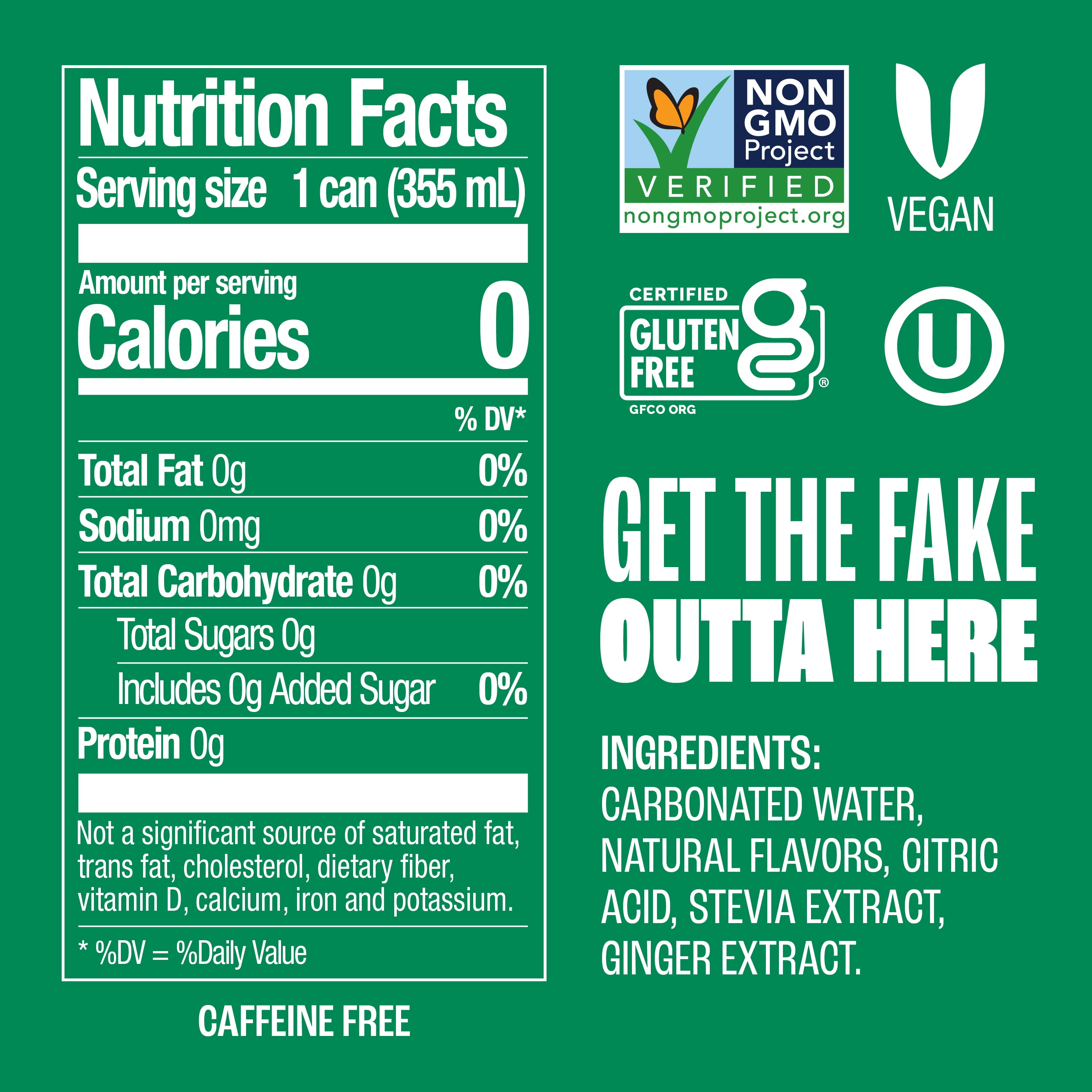 Zevia Zero Sugar Ginger Ale Soda Pop, 12 fl oz, 24 Pack of Cans