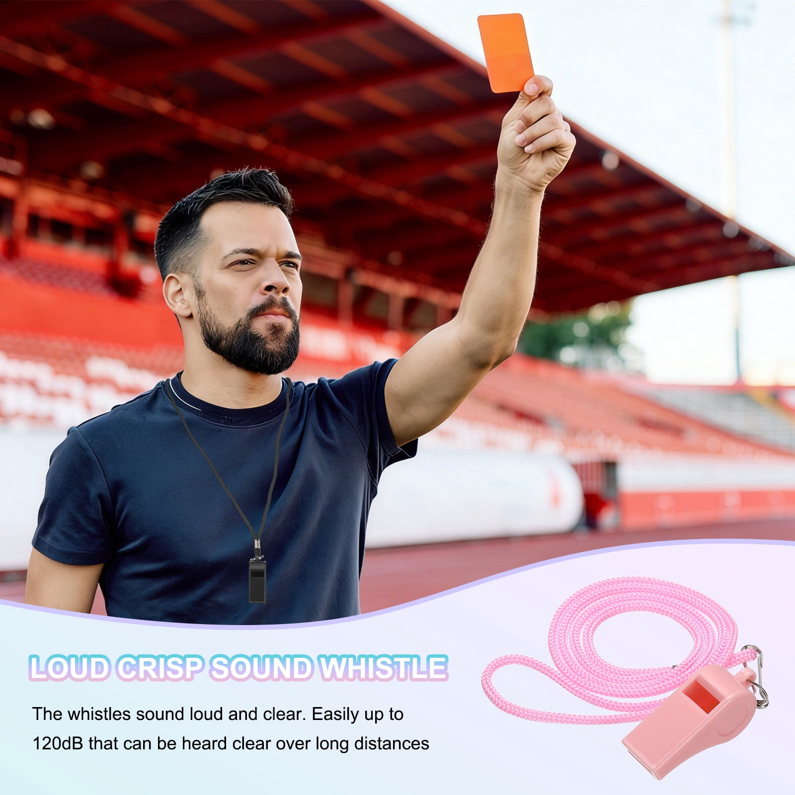 Uxcell Plastic Whistles with Lanyard, Training Sports Gather Whistles Loud Crisp Sound Colorful Bulk Whistle 20 Pcs & Pink -Fitting for (Coaches/Referee/Outsides/Team Events)