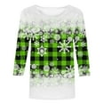 thumbnail image 4 of BLVB Christmas Womens Fall 3/4 Sleeve Crewneck T Shirts Casual Christmas Tops Snowflake Print Tunic Tees Blouses, 4 of 5