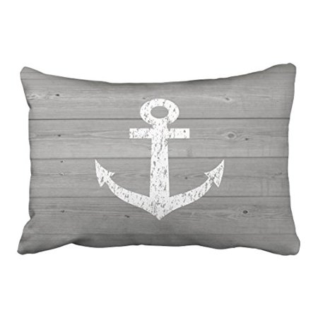 Winhome Rectangl Throw Pillow Covers Nautical Boat Anchor And Wood