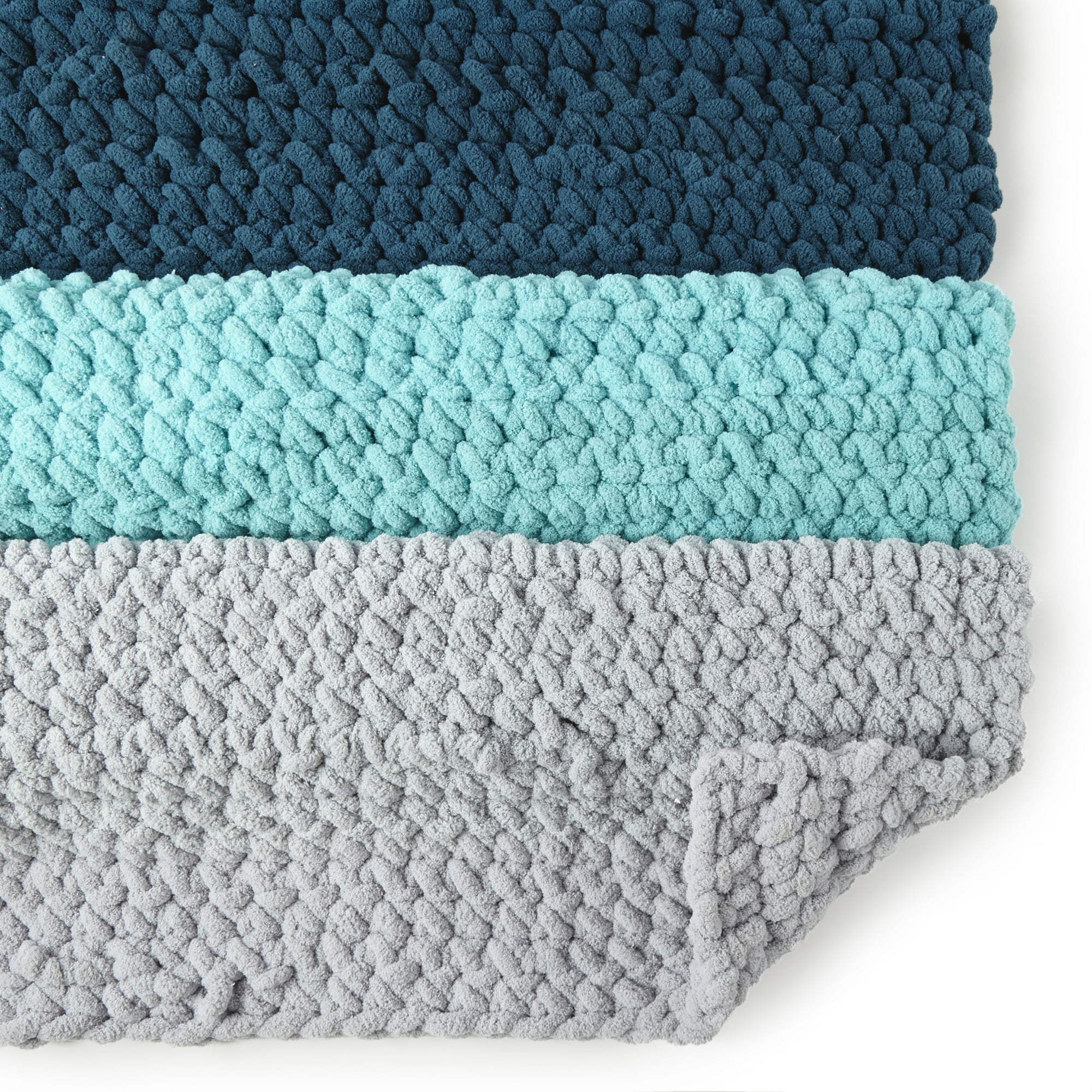 Mainstays Chunky Chenille Yarn, 31.7 yd, Soft Silver, 100% Polyester, Super Bulky, Pack of 4