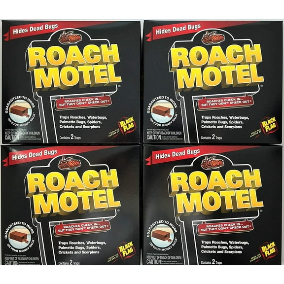 Black Flag Roach Motel Indoor Roaches & Water Bugs Adhesive Trap, 4 Count