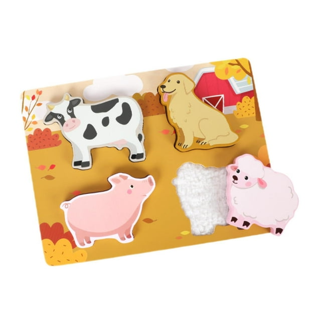 Rompecabezas de animales, tablero de madera con clavijas, juguete educativo para niños de 1 a 3 años. granja