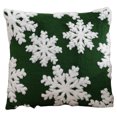 thumbnail image 1 of Funda Almohada Invierno Cojín Navidad (copo Nieve Grande) Verde, 1 of 9