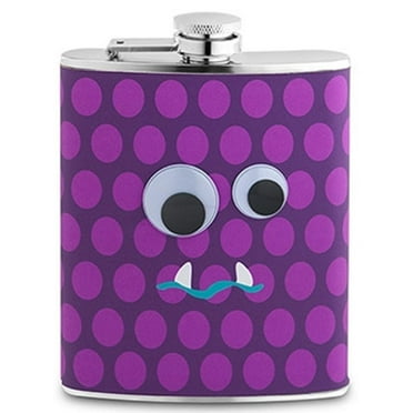 5 Inch The Googly Eye Garf Monster Themed Liquor Flask, Purple