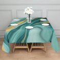 thumbnail image 3 of Teal and Gold Marble Flow Lines Pattern Square Tablecloth,Waterproof Square Table Cover,Wipeable Spillproof Washable Table Cover for Home Kitchen Party Decor 52"x52"(132x132cm), 3 of 6