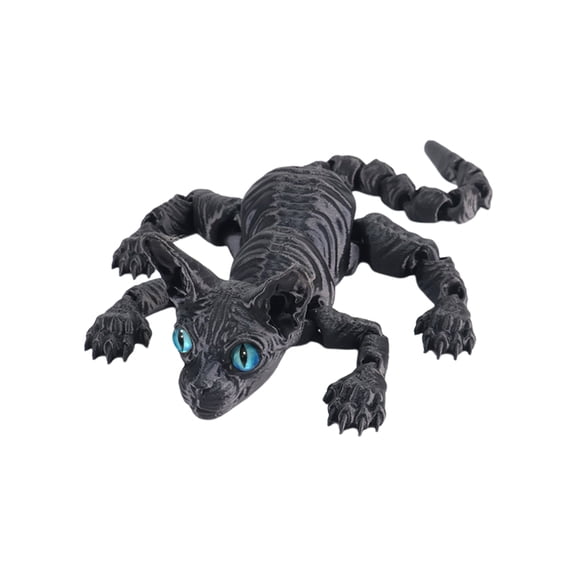 YIFAEUX 3D Printed Hairless Cat Figurine Movable Joints Sphynx Cat Figure Articulated Animal Model Toy Home Office Bookshelf Desktop Decoration Ornament