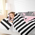 thumbnail image 3 of Manfei Personalized Initial A King Size Comforter Sets,Geometric Stripes Print Comforters King Size,Pink Reversible,3 Pieces,1 Comforter and 2 Pillowcases, 3 of 7