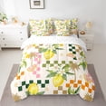 thumbnail image 2 of Feelyou Cartoon Fruit Lemon Bedding Comforter Set 7 Pieces, Rustic Flower Floral Full Bedding Set, Vintage Buffalo Plaid Reversible Fitted Sheet Flat Sheet, Super Cozy Room Decor, 2 of 7