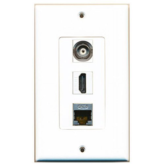 RiteAV - 1 Port HDMI and 1 Port Shielded Cat6 Ethernet and 1 Port BNC Decorative Wall Plate