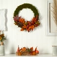 thumbnail image 3 of Nearly Natural 20in. Fall Maple Leaf and Berries Artificial Autumn Wreath, Orange, 3 of 4