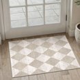 thumbnail image 5 of BERTHMEER 2'x3' Small Area Rugs for Doorway Bedroom Entryway Kitchen Dorm Entrance Geometric Contemporary Grid Diamonds Checkered Non Slip Washable Rugs,Beige, 5 of 6