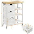 thumbnail image 2 of AEGFKD Kitchen Island Cart on Wheels with Bamboo Countertop, Rolling Serving Utility Trolley Cart with 3 Drawers, 3 Removable Shelves & Lockable Casters, Storage Cabinet for Dining Room, Bar, White, 2 of 8