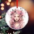 thumbnail image 5 of Glass Christmas Ornament Pink Floral Fairy Princess Girl Print Christmas Tree Glass Ornament Fairy Girl Hanging Craft Collectibles for Xmas Trees Home Party Gifts, 5 of 8