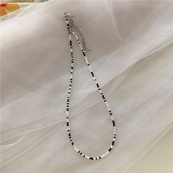 Nvzi-c Boho Rainbow Seed Bead Choker Necklace Colorful Glass Bead Necklace Rice Bead Collar Necklace Handmade Necklace Beach Choker Chain Jewelry-Style D