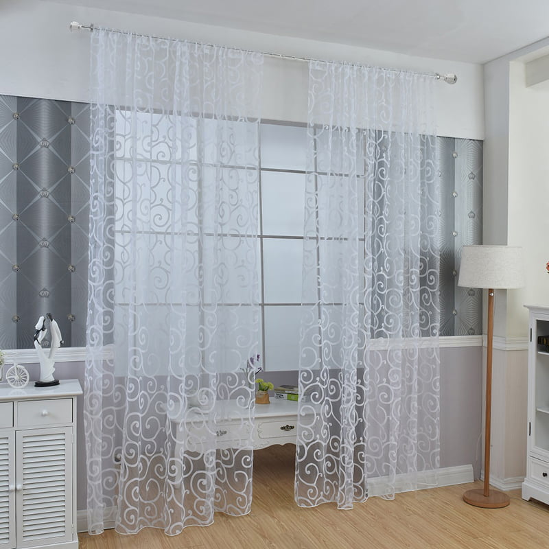 1 Sheer Natural Willow Curtain Panel Window Treatment Balcony Tulle Room Divider 