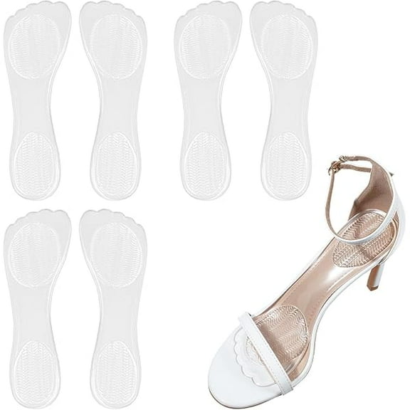 WEEKS 3 Pairs Gel Cushion High Heel Inserts High Heel Transparent Inserts Non-Skidding Adhesive Shoe Pads Comfortable Dress Shoe Insoles Adhesive Discreet Shoes Pads for Sandals Flats Boots Pumps