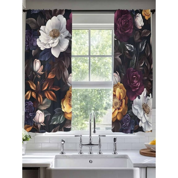 Seasonal Botanical Blooms Sheer Curtains for Living Room Bedroom Vintage Floral Spring Sheer Curtains 63 Inch Long 2 Panels Set Light Filtering Curtain Window Treatments Drapes for Dining Room