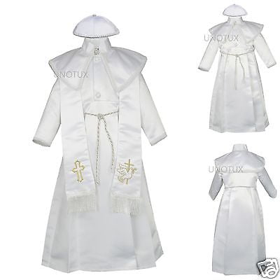 NEW Baby Boy Christening Baptism Gown Suit Outfit white sz:0,1,2,3,4 (0 M-30M)