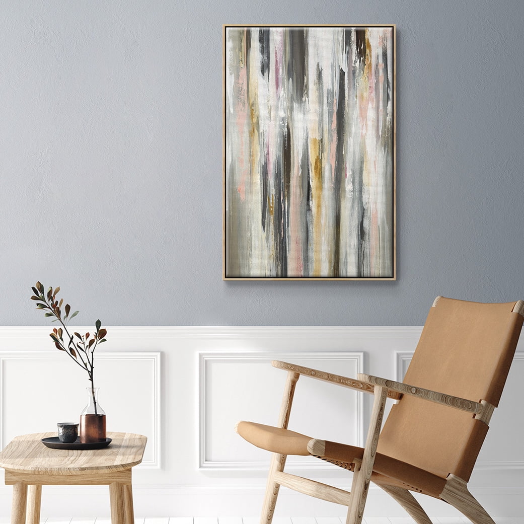 Color Ripple II Framed Premium Gallery Wrapped Canvas - Ready to Hang - 17 x 25 - Natural Wood Floating Frame