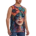 thumbnail image 2 of Fotbe Bohemian Colorful Flower Woman Men's Camiseta sin Mangas Estampada para Hombres, Playera Casual para Gimnasio, Entrenamiento, Playa-Large, 2 of 7