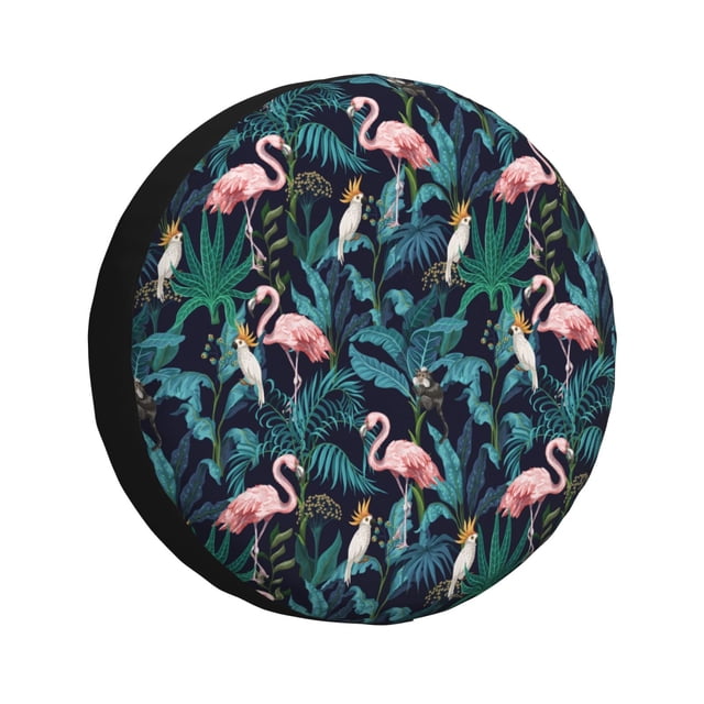 Balery Flamingos And Birds Cubiertas para Neumáticos - Protector Resistente para Neumáticos de Camioneta, SUV, Remolque, Camper y RV-15 inch