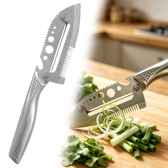 USUERY Stainless Steel Vegetable Peeler Multi Function with Scallion Herb Stripper Fish Scaler