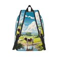thumbnail image 2 of Lsque Countryside Farm Cow Pattern Canvas Daypack, Durable Backpack, High-quality Versatile Backpack,Vintage Compact Backpack-Medium, 2 of 6