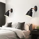 thumbnail image 3 of Lámpara de pared pequeña de metal con ángulo ajustable para dormitorio, cabecera de cama, E27, iluminación de pared para sala de estudio, baño, bombilla no incluida, color negro, 3 of 3