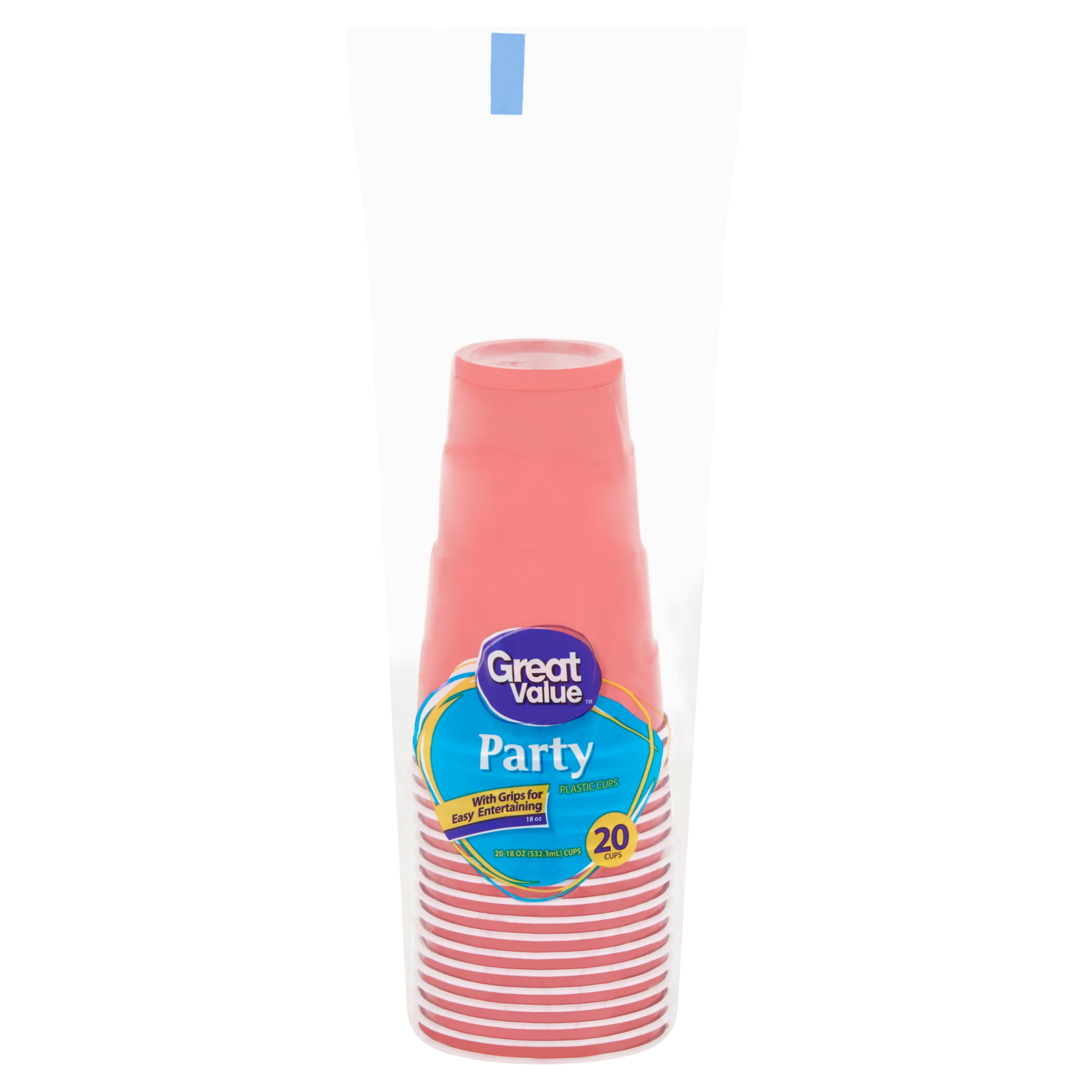 Great Value Plastic Party Cups, 18 oz, 20 Count