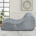 thumbnail image 3 of Corduroy Chaise Lounge Chair Couch Indoor Boneless Oversized High-Density Sponge Soft Sofa Human Body Curves for Yoga, Light Grey, 3 of 14