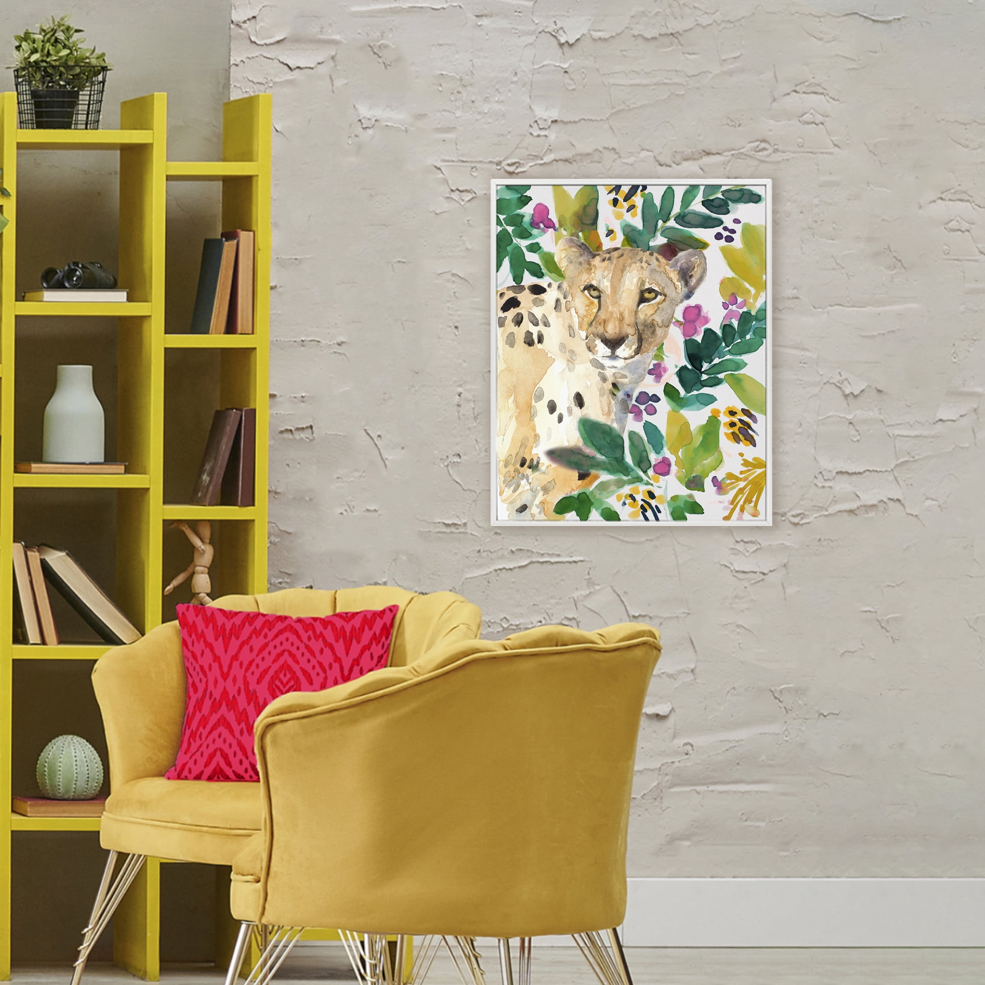 Stupell Industries Garden Plants Cheetah White Framed Giclee Art, design by Lanie Loreth