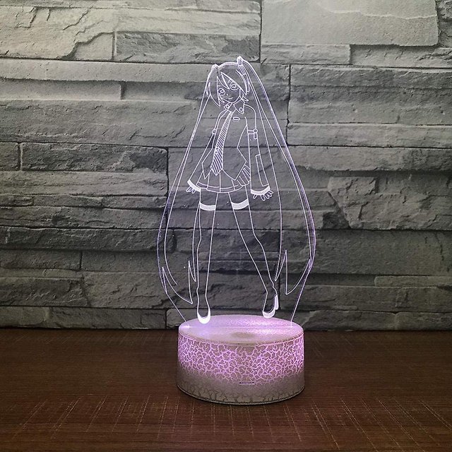 Lámparas de ilusión 3d Luces nocturnas Anime Girl Lámpara 3d Dibujos animados Hatsume Miku Led Luz nocturna Luz de escritorio Figuras de acción Niños Niñas Regalo Navidad Feliz Sencillez