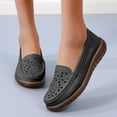 thumbnail image 5 of LOVZFMLL Women's Penny Loafers Non-Slip Cutout Breathable Walking Sneakers Slip On Leather Hollow Dress Flat Shoes Black 5, 5 of 9