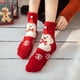 thumbnail image 5 of Medias navideñas con puño de piel sintética • Personajes de reno de muñeco de nieve de Papá Noel • Calcetines de invierno cálidos y gruesos • Fibra de poliéster • 1 par, 5 of 8