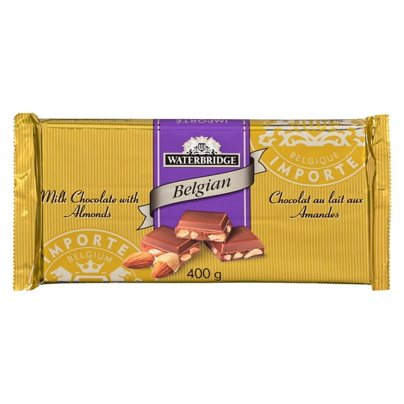 Tablette de chocolat au lait avec amandes de Waterbridge 400 g