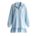 thumbnail image 6 of Karymi Dresses for Women for Women 2026 Half Zip Collar Sweatshirt Dress Long Sleeve Ruffle Hem Casual Mini Dress Fall Winter Shift Dress, 6 of 6