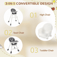 thumbnail image 4 of Ktaxon Baby High Chair, Convertible 3 in 1 High Chairs for Babies and Toddlers, Baby Highchair with 5-Point Safety Harness, Adjustable Height & Dining Tray, Gray, 4 of 11