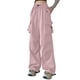 thumbnail image 1 of Gibobby Pantalones de trabajo para hombre Pantalones cargo a la moda para mujer, pantalones con cordón y dos prendas, pantalones deportivos drapeados de pierna ancha(Rosa,G), 1 of 5