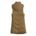 thumbnail image 4 of Breezora Women's Detachable Hood Mid Length Quilted Vest Warm Stylish Winter Padded Sleeveless Coat XL Size Khaki, 4 of 5