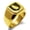Gold, variant on Stainless Steel Owl Wisdom Coat of Arms Shield Engraved Square Flat Top Biker Style Polished Signet Ring