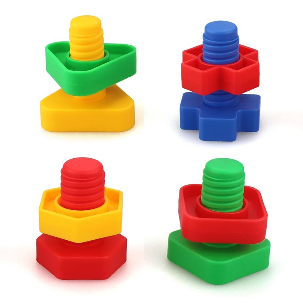 32pcs Plastic Screw Building Blocks Insert Nuts Set Children Kids Education Toys 