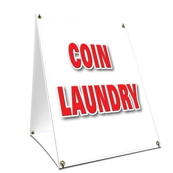 A-frame Sidewalk Coin Laundry Sign With Graphics On Each Side | 24" X 36" Print Size