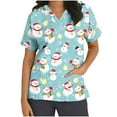 thumbnail image 2 of Holiday Gifts! Titcea Christmas Scrub Tops Women Xmas Printed Short Sleeved V Neck Scrub Tops with Pockets Lightweight Stretchy Cute Working Uniform, 2 of 5