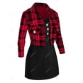 thumbnail image 2 of Conjunto Top a Cuadros Abertura Frontal Talla Extra Rosegal Mangas largas de talla grande, 2 of 5