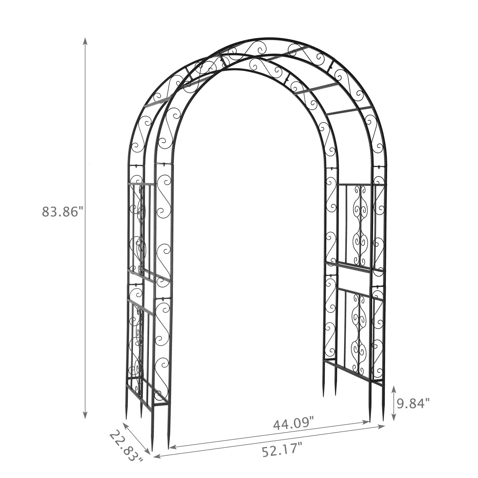 Ktaxon Metal Garden Arch 7Ft Garden Trellis Arch Arbor for Climbing Plant Outdoor Wedding, Black