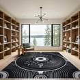 thumbnail image 2 of ODIKA 9'x12' Washable Area Rug Low Pile, Flatwoven, Disc Retro Record Gramophone Radial Lines Music Symbols Shaped for Great Room, Indoor Concept, Large Living, 2 of 7