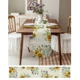 thumbnail image 3 of Table Runner Dresser Scarves 48 Inch Long,Watercolor Blossom Sunflower Leaves Linen Dining Table Runners Plant on Retro Letter Back Tabletop Scarf for Wedding Holiday Party Kitchen, 3 of 9