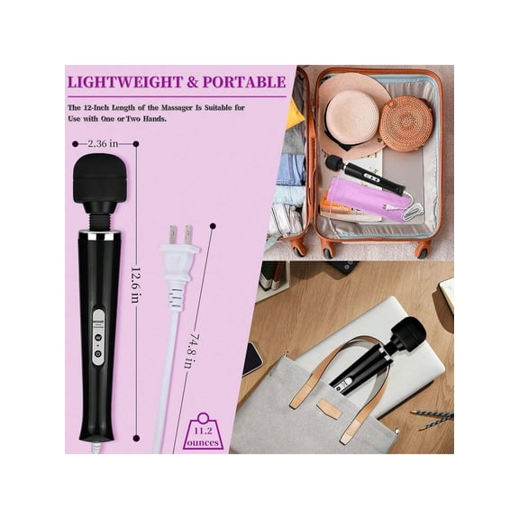 10 Speeds Wired Powerful Handheld Massager with Strong Vibrations, Personal Therapy Massager for Sports Recovery, Muscle Aches, Body Pain