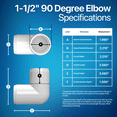 thumbnail image 4 of FORMUFIT 1-1/2" 90 Degree Elbow Furniture Grade PVC Pipe Fittings, (1-7/8" Actual Socket ID), White, 4-Pack, 4 of 9